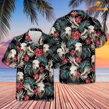 Joy Corners Black Baldy Dark Red Flowers Pattern Hawaiian Shirt