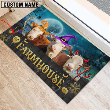 Joycorners Hereford Cute Halloween Custom Name Doormat