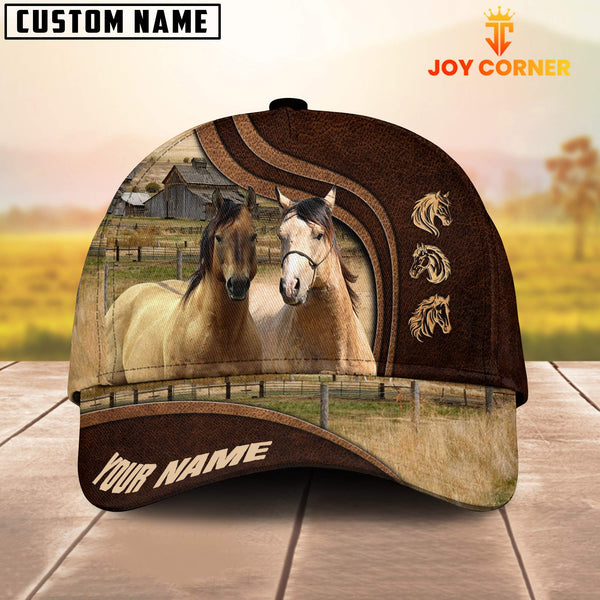 Joycorners American Quarter Horses Dark Brown Pattern Customized Name Cap