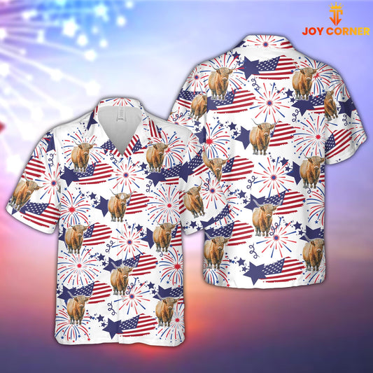 Joycorners Highland Happy Firework Flag Hawaiian Shirt