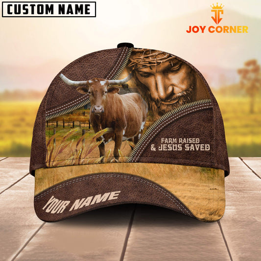 Joycorners Texas Longhorn Farm & Jesus Customized Name Cap