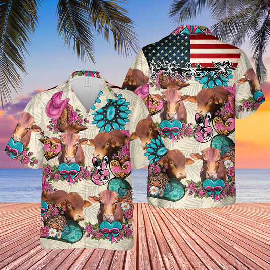 Joycorners Beefmaster Happiness Flowers 3D Hawaiian Shirt