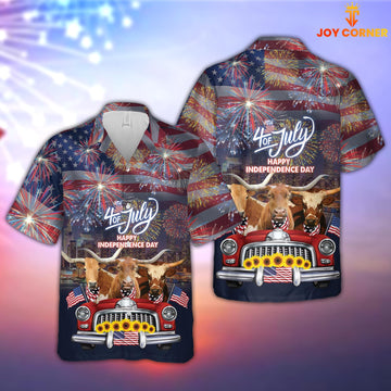 Joy Corners Independence Day Texas Longhorn 3D Hawaiian Shirt