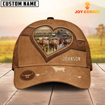 Joycorners Texas Longhorn Heart Shaped Style Customized Name Cap