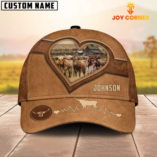 Joycorners Texas Longhorn Heart Shaped Style Customized Name Cap