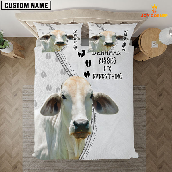 Joycorners Brahman Cattle Kisses Fix Everything Custom Name Bedding Set