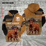 Joycorners Personalized Name Farm Red Angus Cattle Hoodie VT13