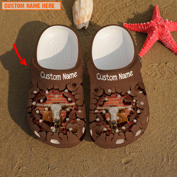 Joycorners Texas Longhorn Farming Custom Name Clogs Crocs