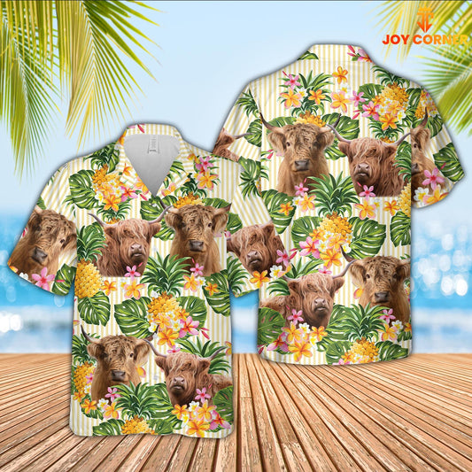 Joy Corners Highland Pineapple Pattern Hawaiian Shirt