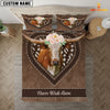 Joycorners Texas Longhorn Never Walk Alone Heart Custom Name Bedding Set