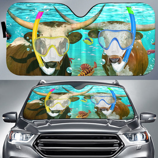 Joycorners Texas Longhorn Diving All Over Printed 3D Sun Shade