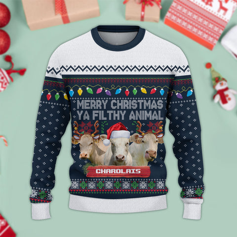 Joycorners Charolais Merry Christmas Ugly Sweater