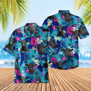Joy Corners Black Angus Cool Flower Color 3D Hawaiian Shirt