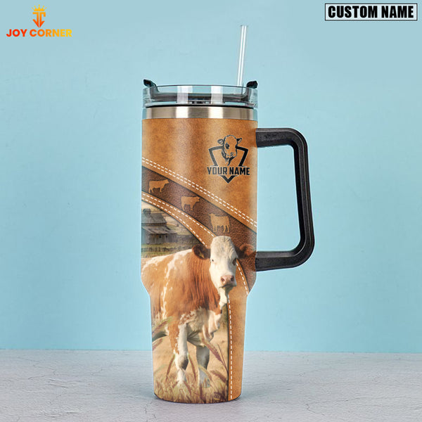 Joycorners Simmental Pattern Customized Name Handle Cup
