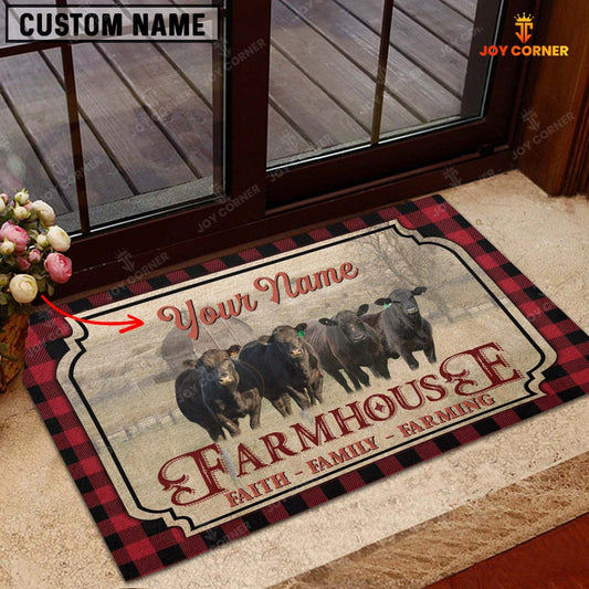 Joycorners Black Angus Faith Family Farming Custom Name Doormat