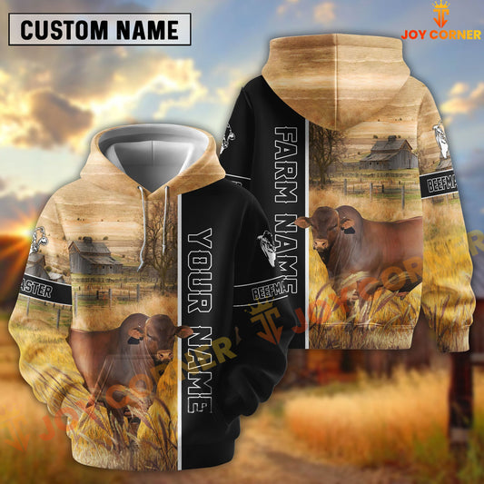 Joycorners Half Black & Farm Beefmaster Cattle Personalized Hoodie