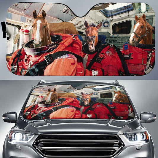 Joycorners Brown Horse To The Space All Over Printed 3D Sun Shade