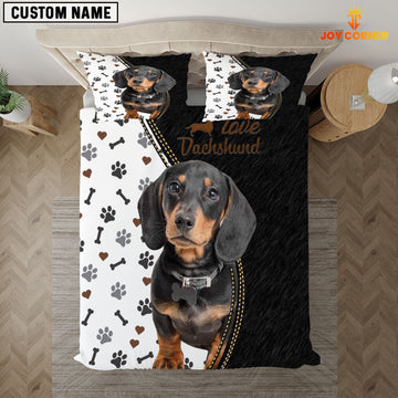 Joy Corners Love Dachshund Customized Name and Dog 3D Bedding Set
