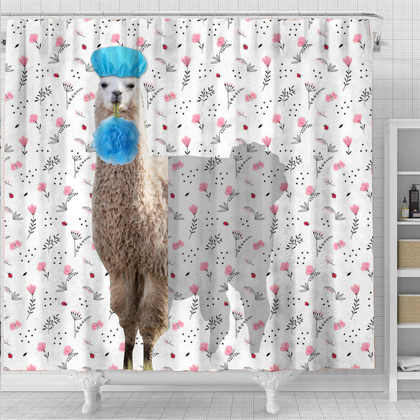 Joycorners Llama Flower 3D Shower Curtain