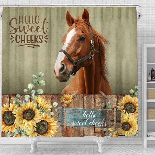 Joycorners Horse Hello Sweet Cheeks 3D Shower Curtain