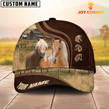 Joycorners Haflinger Horses Dark Brown Pattern Customized Name Cap