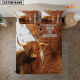 Joycorners Highland Cattle Kisses Fix Everything Custom Name Bedding Set
