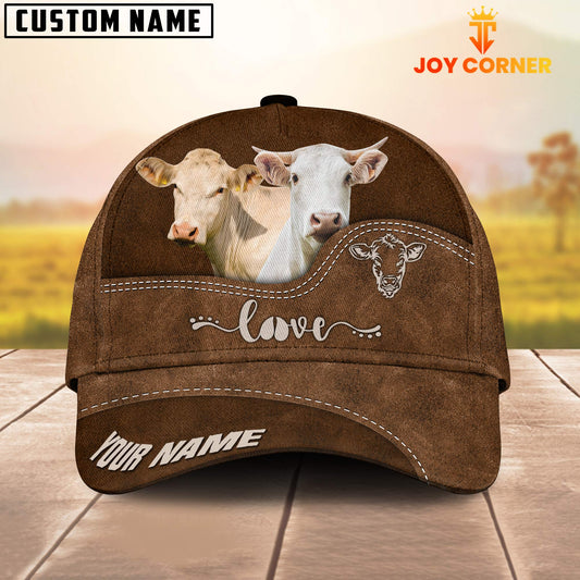 Joycorners Charolais Love Leather Pattern Customized Name Cap