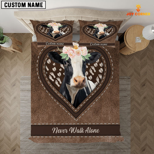 Joycorners Holstein Never Walk Alone Heart Custom Name Bedding Set