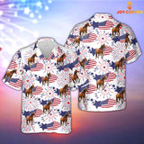 Joycorners Horse Happy Firework Flag Hawaiian Shirt