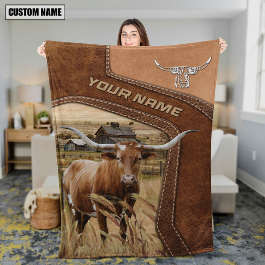 Joycorners Big Custom Name Texas Longhorn Blanket