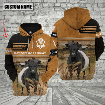 Joycorners Personalized Name Farm Belted Galloway Cattle Hoodie VT12