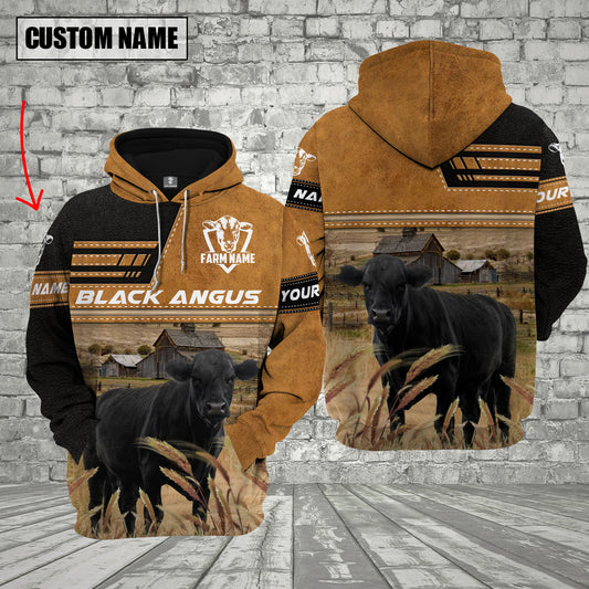 Joycorners Personalized Name Farm Black Angus Cattle Hoodie VT14