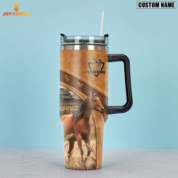 Joycorners Horse Pattern Customized Name Handle Cup