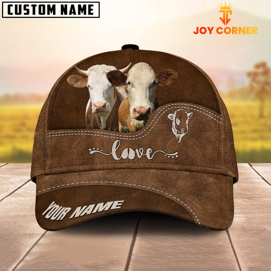 Joycorners Simmental Love Leather Pattern Customized Name Cap