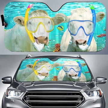 Joycorners Charolais Diving All Over Printed 3D Sun Shade