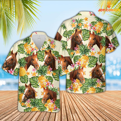 Joy Corners Horse Pineapple Pattern Hawaiian Shirt