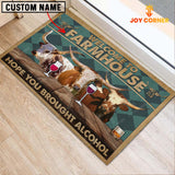 Joycorners Texas Longhorn Hope You Bought Alcohol Custom Name Doormat