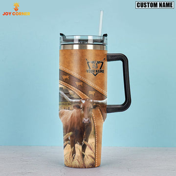 Joycorners Texas Longhorn Pattern Customized Name Handle Cup