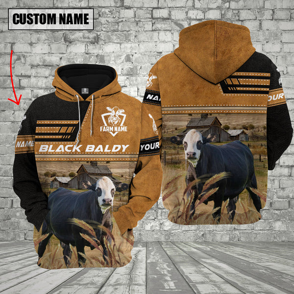 Joycorners Personalized Name Farm Black Baldy Cattle Hoodie VT8
