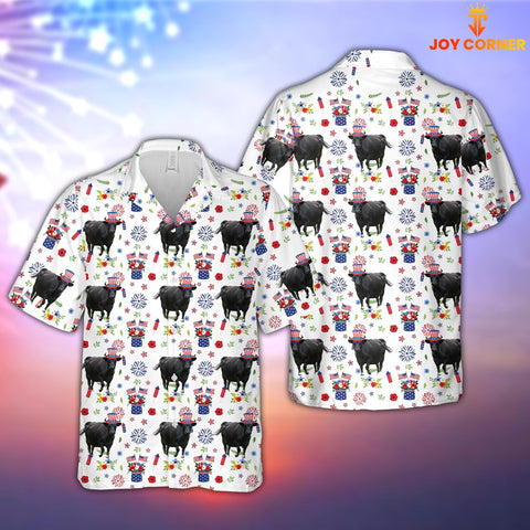 Joy Corners Dexter American Flag And Firework Pattern Hawaiian Shirt