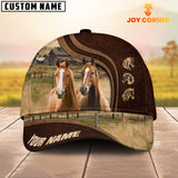 Joycorners Thoroughbred Horses Dark Brown Pattern Customized Name Cap