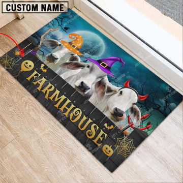 Joycorners Brahman Cattle Cute Halloween Custom Name Doormat