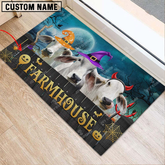 Joycorners Brahman Cattle Cute Halloween Custom Name Doormat