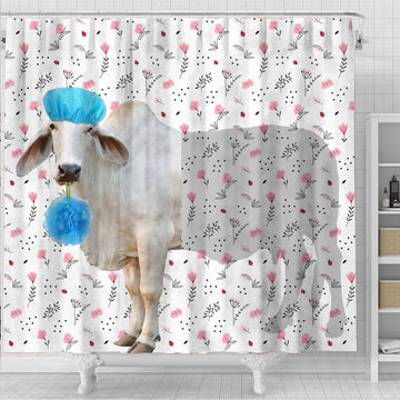 Joycorners Brahman Cattle Flower 3D Shower Curtain