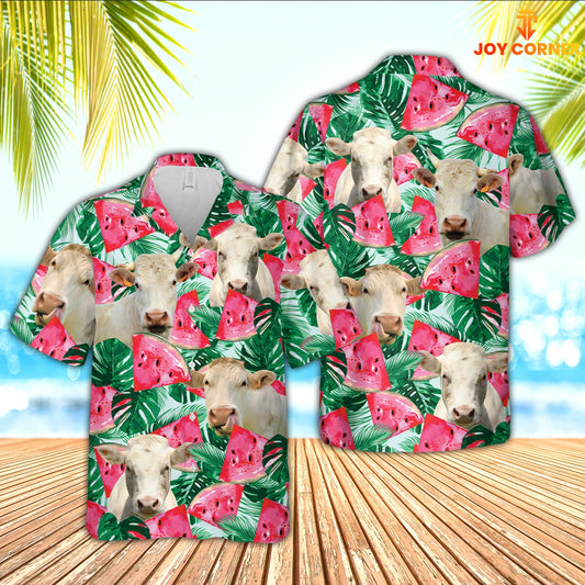 Joycorners Charolais Watermelon 3D Hawaiian Shirt