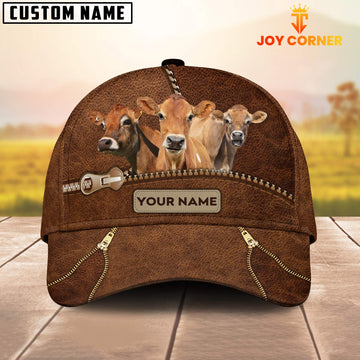 Joycorners Jersey Cattle Zipper Pattern Customized Name Cap