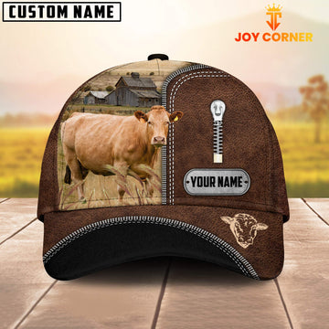 Joycorners Limousin Leather Zip Pattern Customized Name Cap