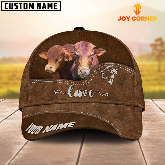 Joycorners Beefmaster Love Leather Pattern Customized Name Cap