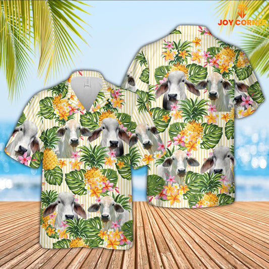 Joy Corners Brahman Pineapple Pattern Hawaiian Shirt