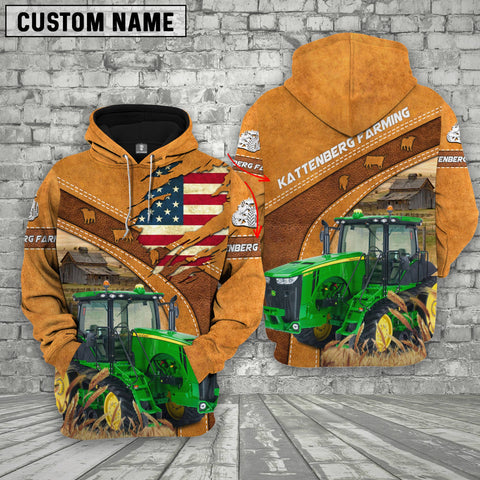 Joycorners Personalized Name 3D Tractor Flag Hoodie For Karen